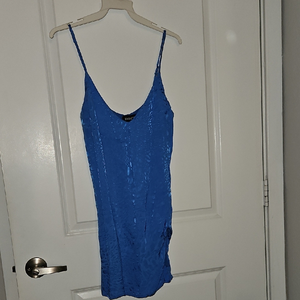 Blue Slip Dress Animal Pattern Small